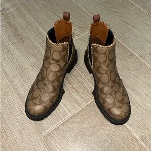 Coach Brown Ankle Boots with Signature Pattern